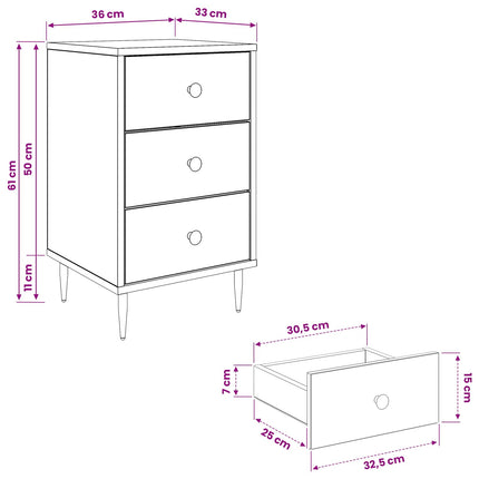 Natskab KIEL 2 stk. Sort eg 36 x 33 x 61 cm Konstrueret træ
