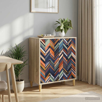 Skuffeskab OMMEN Geometrisk print 66 x 36,5 x 75 cm Sonoma-eg