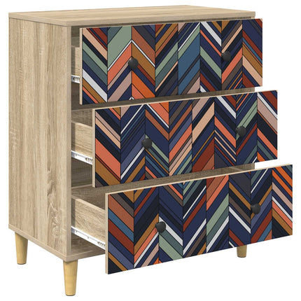 Skuffeskab OMMEN Geometrisk print 66 x 36,5 x 75 cm Sonoma-eg