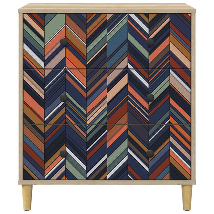 Skuffeskab OMMEN Geometrisk print 66 x 36,5 x 75 cm Sonoma-eg