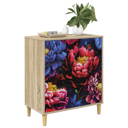 Skuffeskab KIEL Mørk pæontryk 66 x 36,5 x 75 cm Konstrueret træ