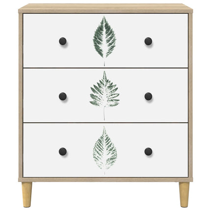 Skuffeskab HANAU Grøn bladmønster 66 x 36,5 x 75 cm Sonoma-eg