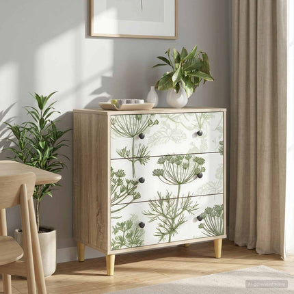 Skuffeskab GOTHA Grønne træprint 66 x 36,5 x 75 cm Sonoma-eg