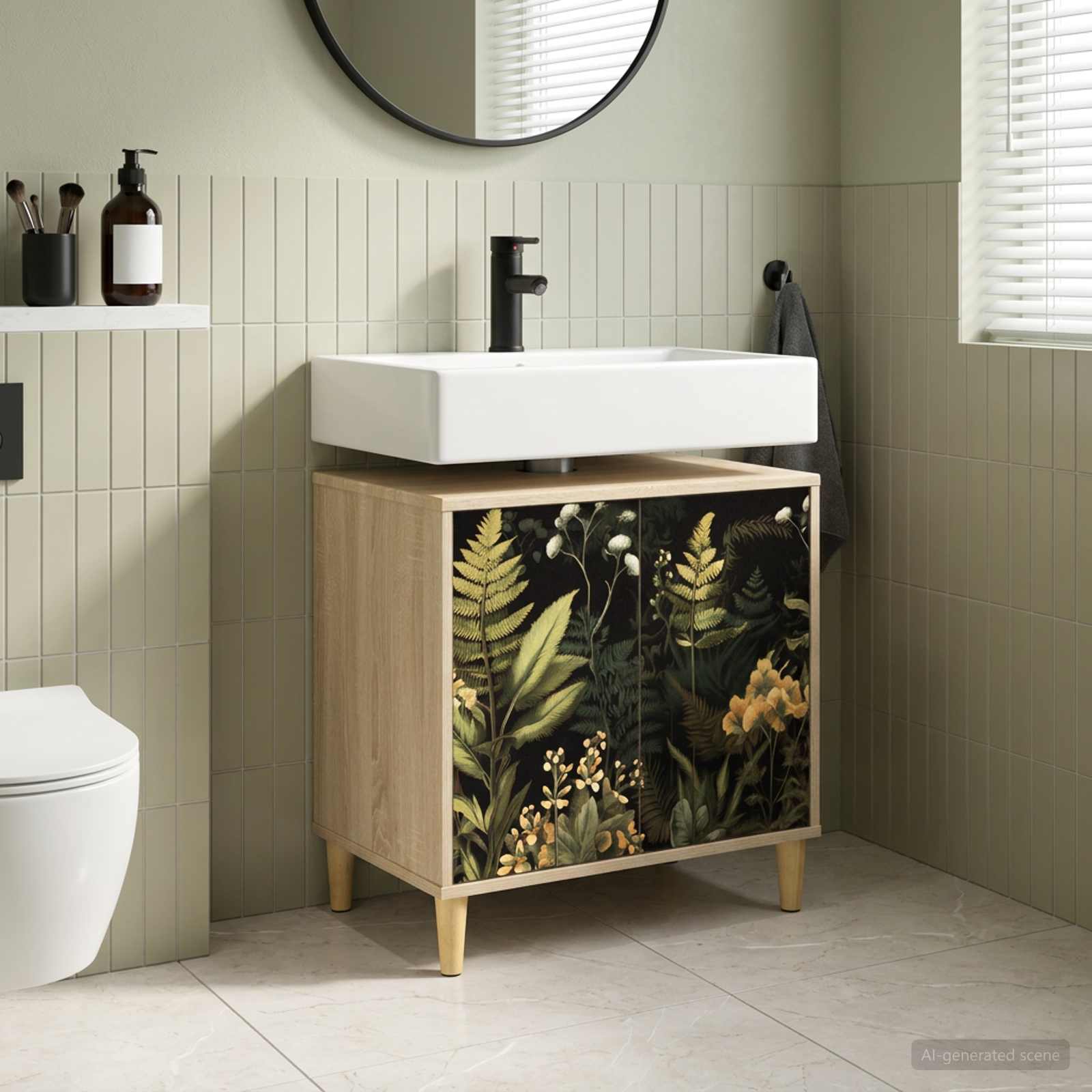 vidaXL Badeværelsesskab RHENEN Sonoma-eg 60 x 40 x 60 cm