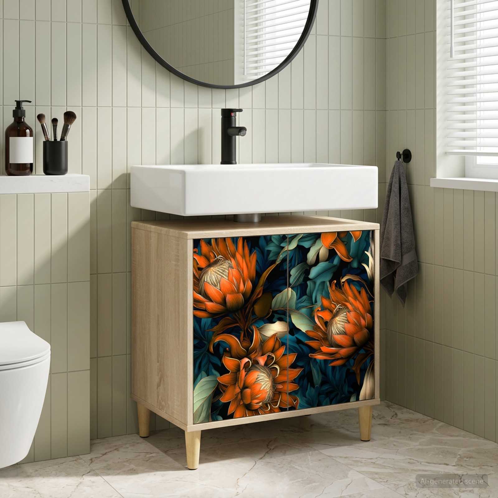 vidaXL Badeværelsesskab LOCHEM Sonoma-eg 60 x 40 x 60 cm