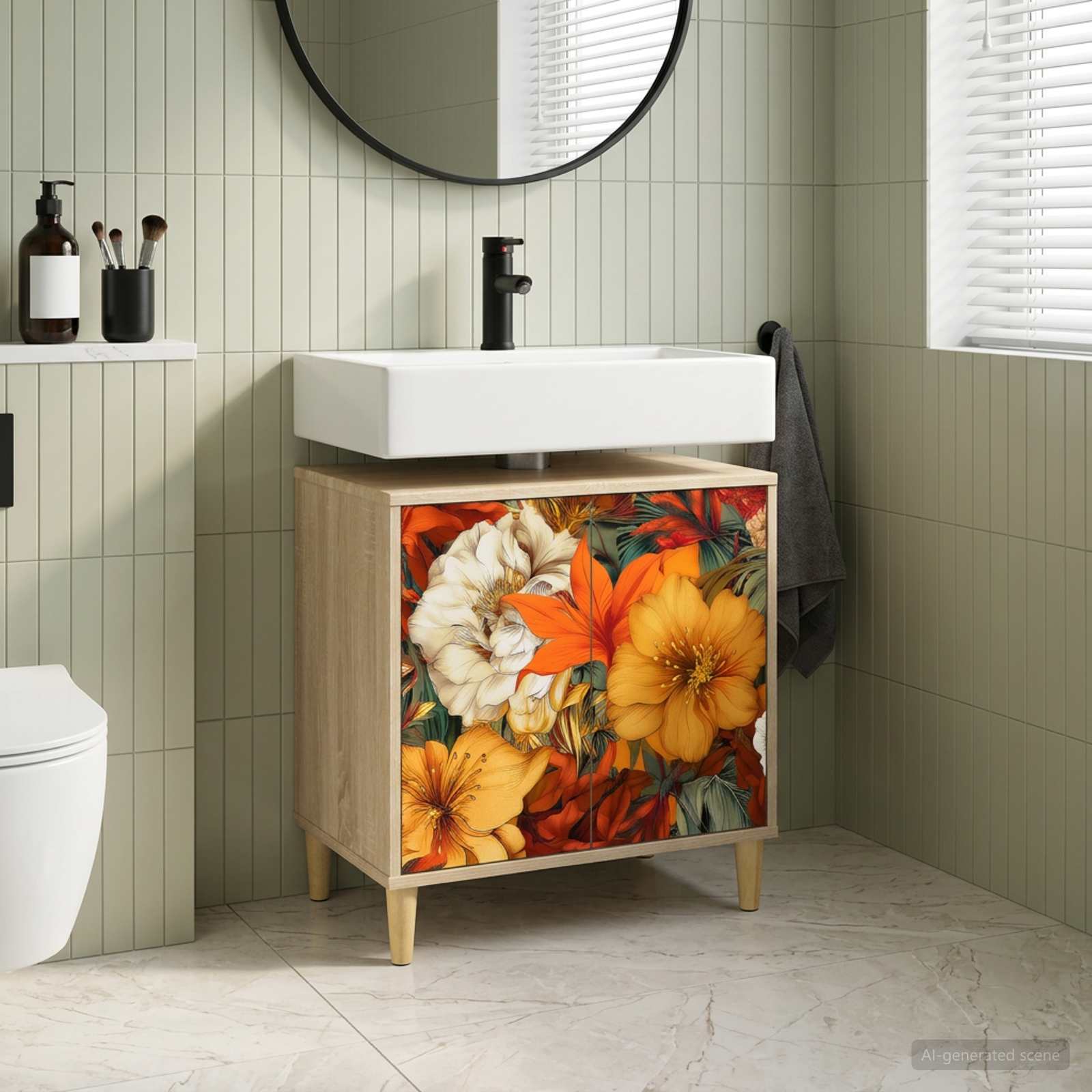 vidaXL Badeværelsesskab GENNEP Sonoma-eg 60 x 40 x 60 cm