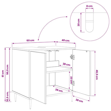 Badeværelsesskab OMMEN Sort eg 60 x 40 x 61 cm Konstrueret træ