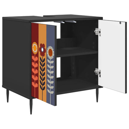 Badeværelsesskab ESSEN Sort eg 60 x 40 x 61 cm Konstrueret træ