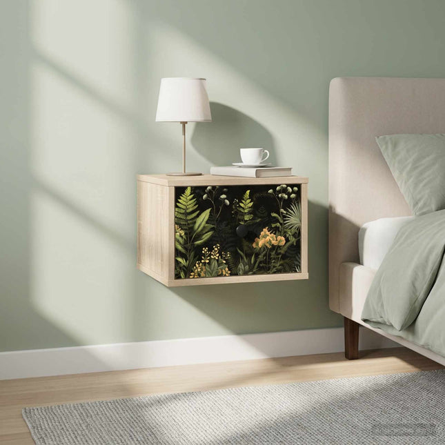 Vægmonteret natbord RHENEN 2 stk. Sonoma-eg 36 x 33 x 25 cm