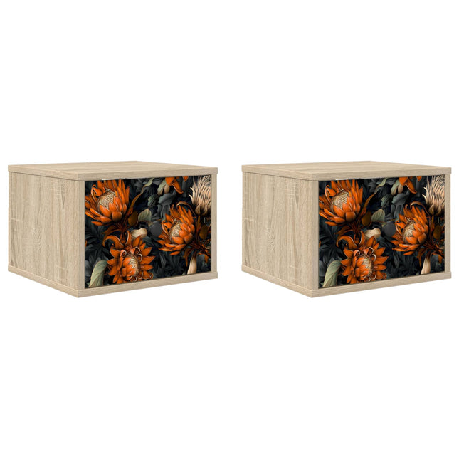 Vægmonteret natbord LOCHEM 2 stk. Sonoma-eg 36 x 33 x 25 cm
