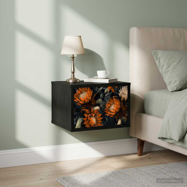 Vægmonteret natbord LOCHEM Sort eg 36 x 33 x 25 cm