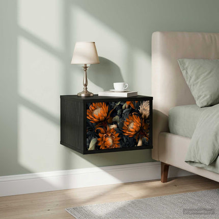 Vægmonteret natbord LOCHEM Sort eg 36 x 33 x 25 cm