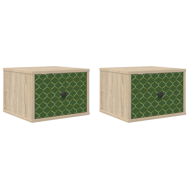 Vægmonteret natbord GELEEN 2 stk. Sonoma-eg 36 x 33 x 25 cm