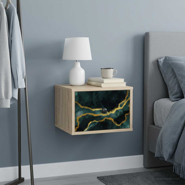 Vægmonteret natbord WIJHE Sonoma-eg 36 x 33 x 25 cm