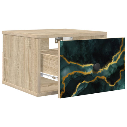 Vægmonteret natbord WIJHE 2 stk. Sonoma-eg 36 x 33 x 25 cm