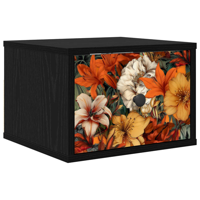 Vægmonteret natbord GENNEP Sort eg 36 x 33 x 25 cm