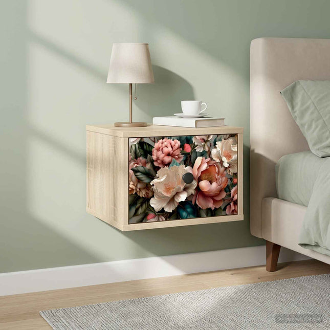 Vægmonteret natbord BORNE Sonoma-eg 36 x 33 x 25 cm
