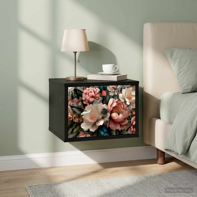 Vægmonteret natbord BORNE Sort eg 36 x 33 x 25 cm