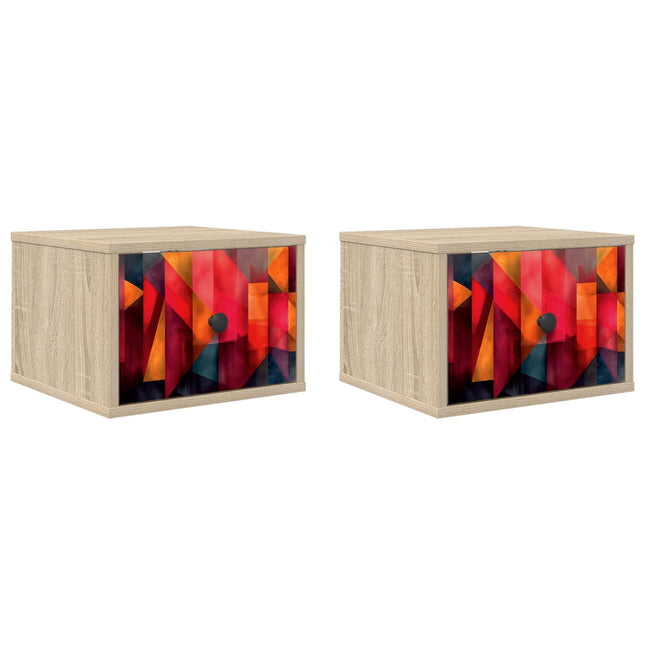 Vægmonteret natbord HEESCH 2 stk. Sonoma-eg 36 x 33 x 25 cm