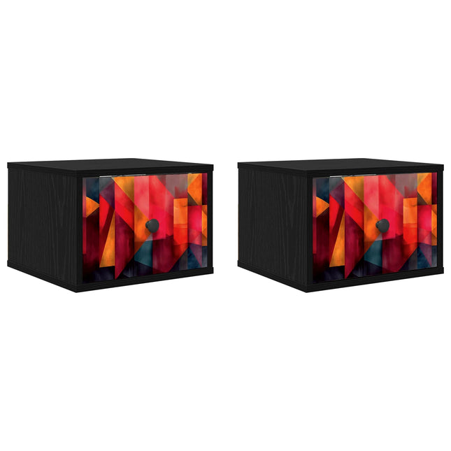 Vægmonteret natbord HEESCH 2 stk. Sort eg 36 x 33 x 25 cm