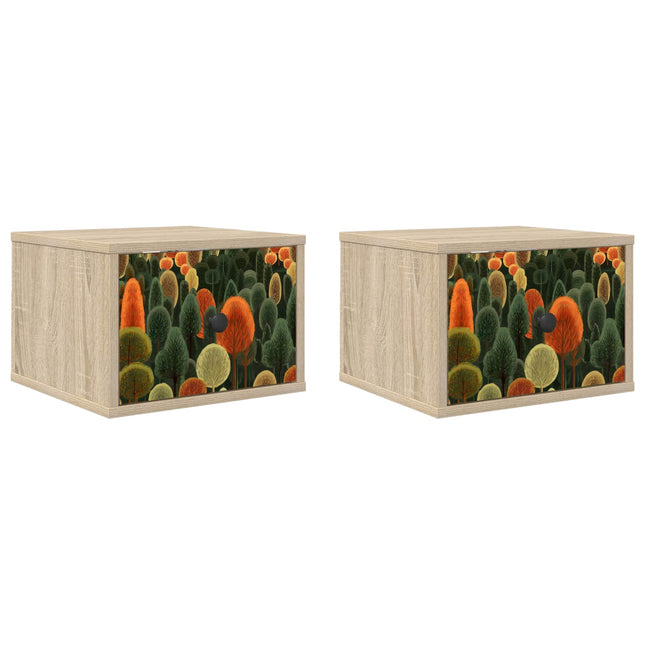 Vægmonteret natbord ZAANDAM 2 stk. Sonoma-eg 36 x 33 x 25 cm