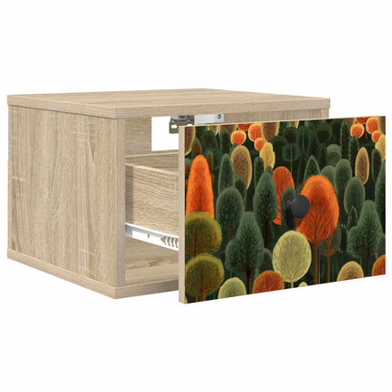 Vægmonteret natbord ZAANDAM 2 stk. Sonoma-eg 36 x 33 x 25 cm