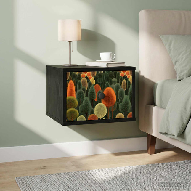 Vægmonteret natbord ZAANDAM Sort eg 36 x 33 x 25 cm