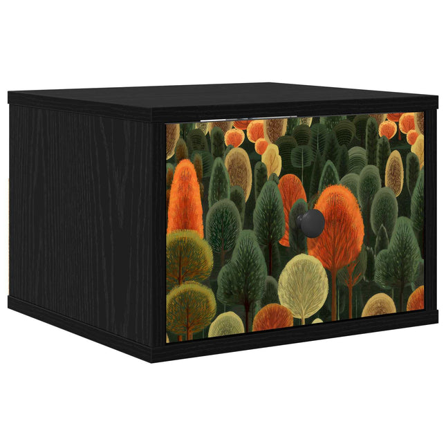 Vægmonteret natbord ZAANDAM Sort eg 36 x 33 x 25 cm