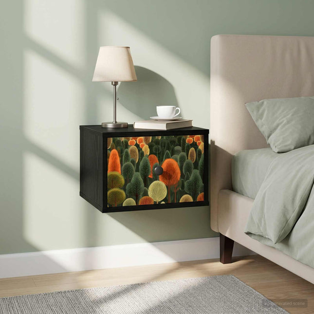 Vægmonteret natbord ZAANDAM 2 stk. Sort eg 36 x 33 x 25 cm