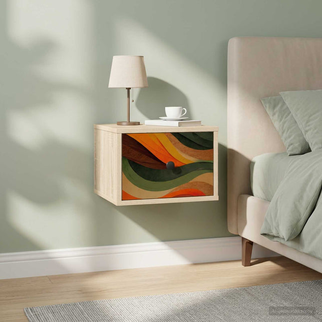 Vægmonteret natbord BONN 2 stk. Sonoma-eg 36 x 33 x 25 cm