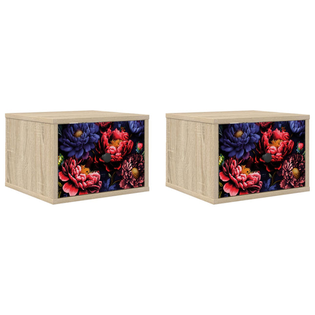 Vægmonteret natbord KIEL 2 stk. Sonoma-eg 36 x 33 x 25 cm