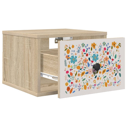 Vægmonteret natbord MAINZ 2 stk. Sonoma-eg 36 x 33 x 25 cm