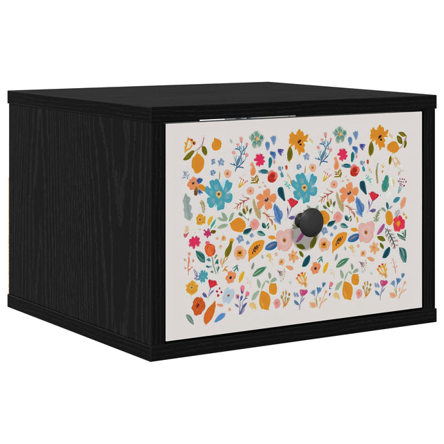 Vægmonteret natbord MAINZ Sort eg 36 x 33 x 25 cm