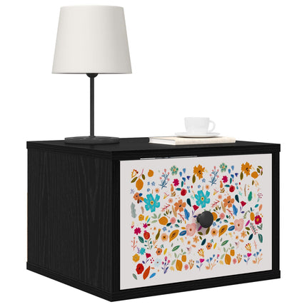 Vægmonteret natbord MAINZ 2 stk. Sort eg 36 x 33 x 25 cm