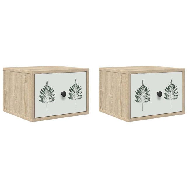 Vægmonteret natbord HANAU 2 stk. Sonoma-eg 36 x 33 x 25 cm