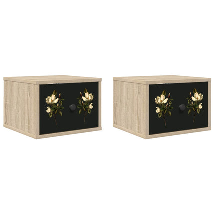 Vægmonteret natbord BREMEN 2 stk. Sonoma-eg 36 x 33 x 25 cm