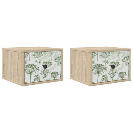Vægmonteret natbord GOTHA 2 stk. Sonoma-eg 36 x 33 x 25 cm