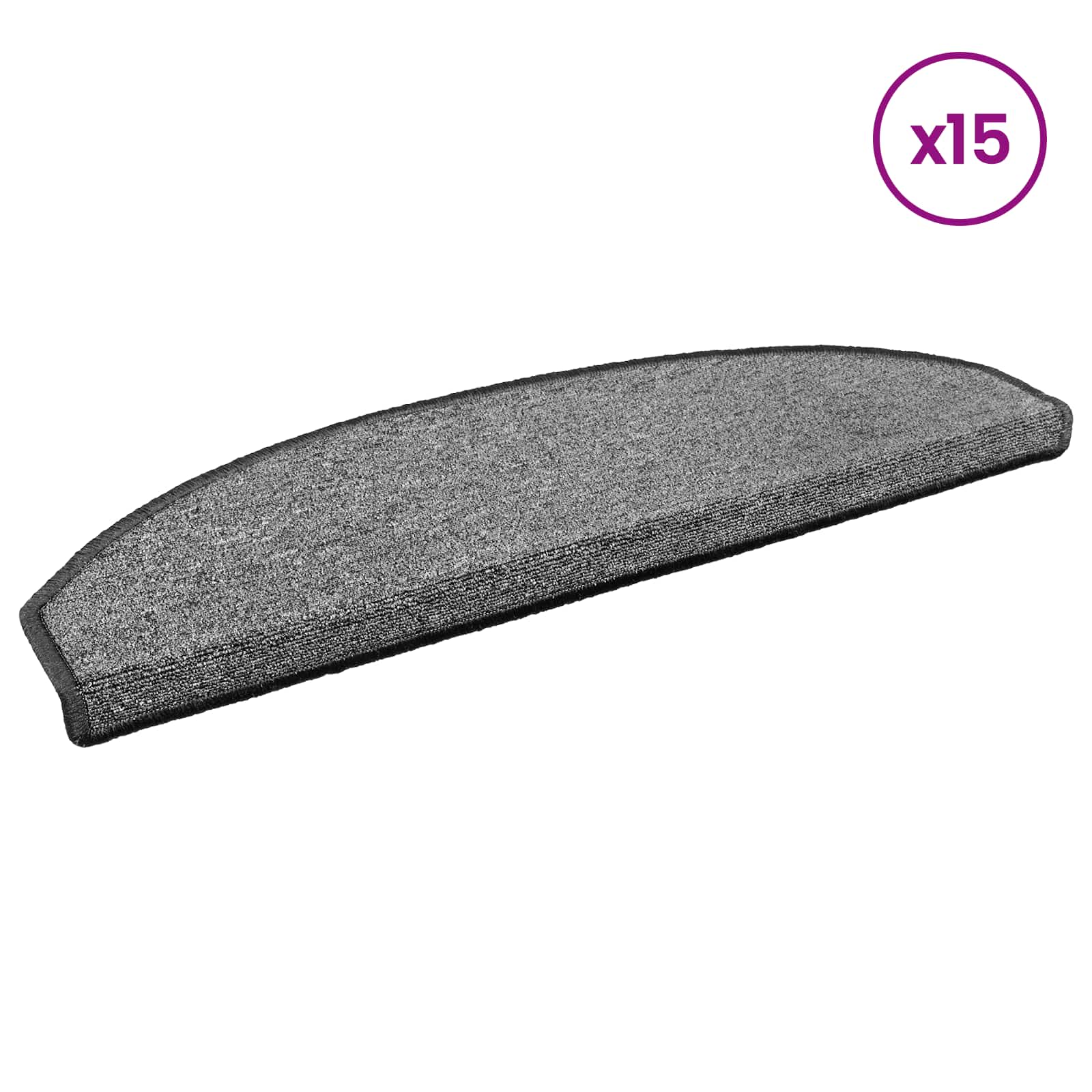Selvklæbende Trappemåtter 15 pcs Mørkegrå 80 x 24,5 x 3,5 cm