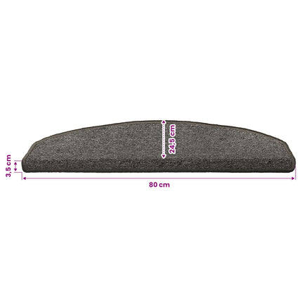 Selvklæbende Trappemåtter 15 stk. 80 x 24,5 x 3,5 cm Mørkegrå