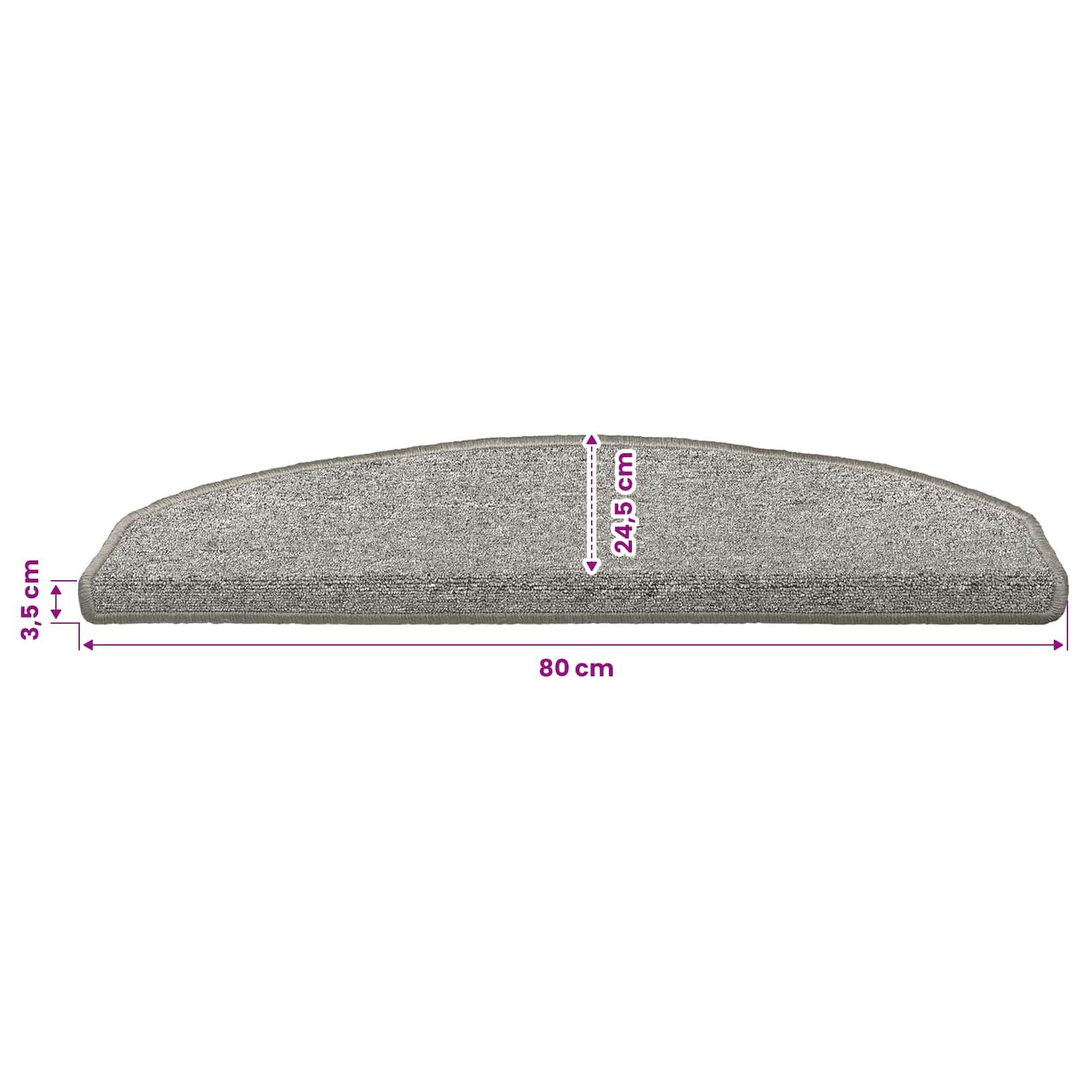 Selvklæbende Trappemåtter 15 pcs Lysegrå 80 x 24,5 x 3,5 cm