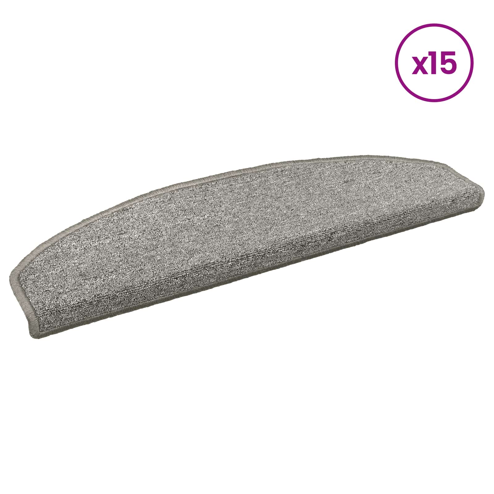 Selvklæbende Trappemåtter 15 pcs Lysegrå 80 x 24,5 x 3,5 cm