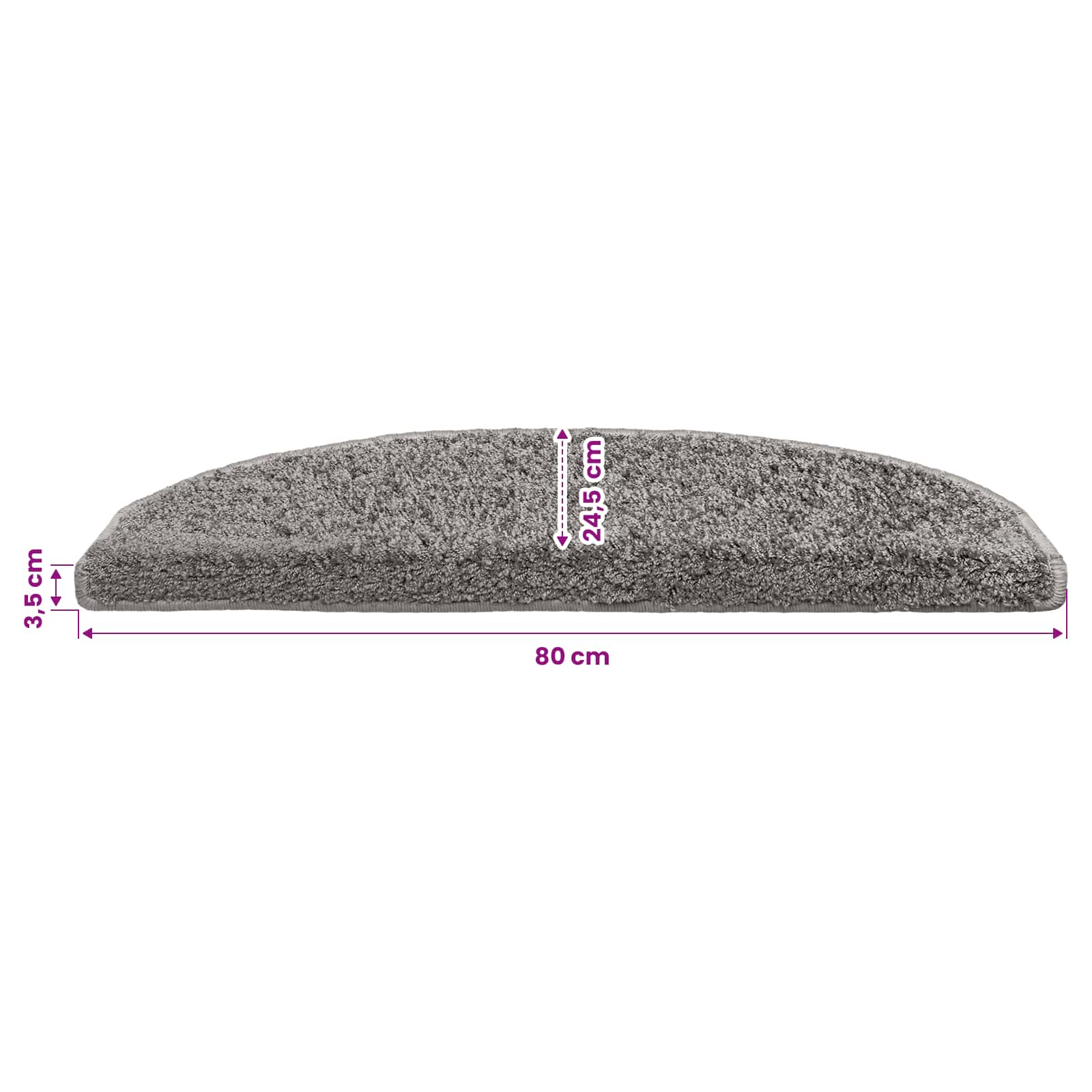 Selvklæbende Trappemåtter 15 pcs Grå 80 x 24,5 x 3,5 cm