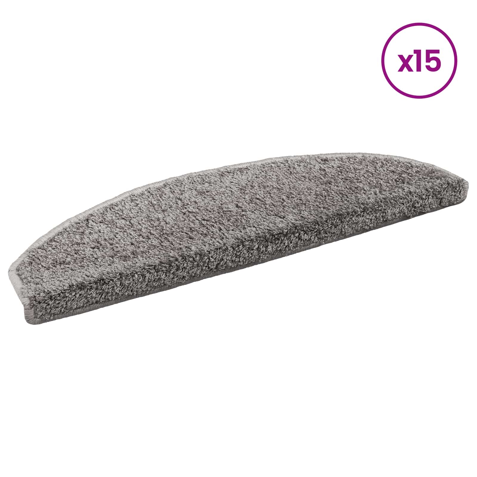 Selvklæbende Trappemåtter 15 pcs Grå 80 x 24,5 x 3,5 cm