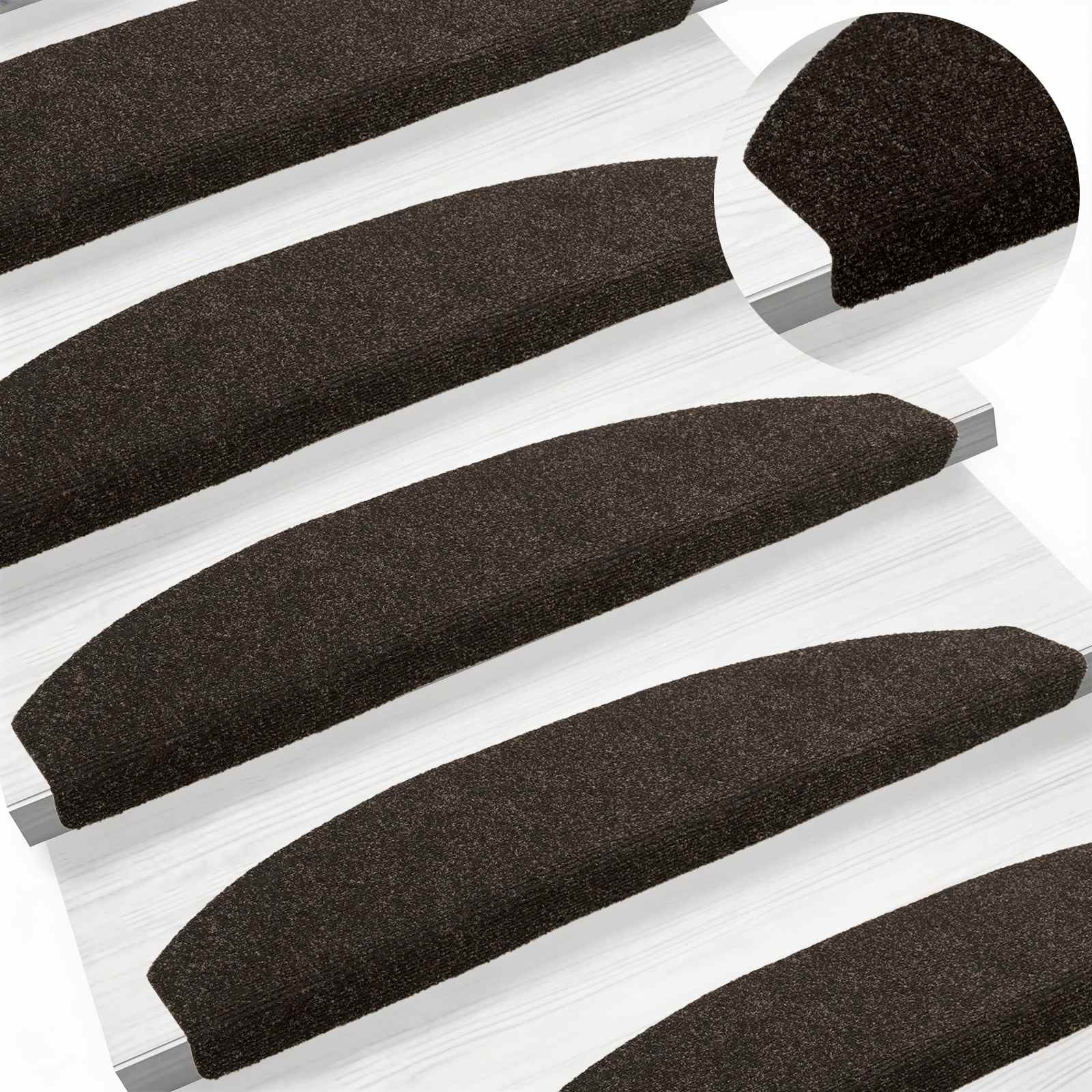 Selvklæbende Trappemåtter 15 pcs Mørk Brun 80 x 24,5 x 3,5 cm
