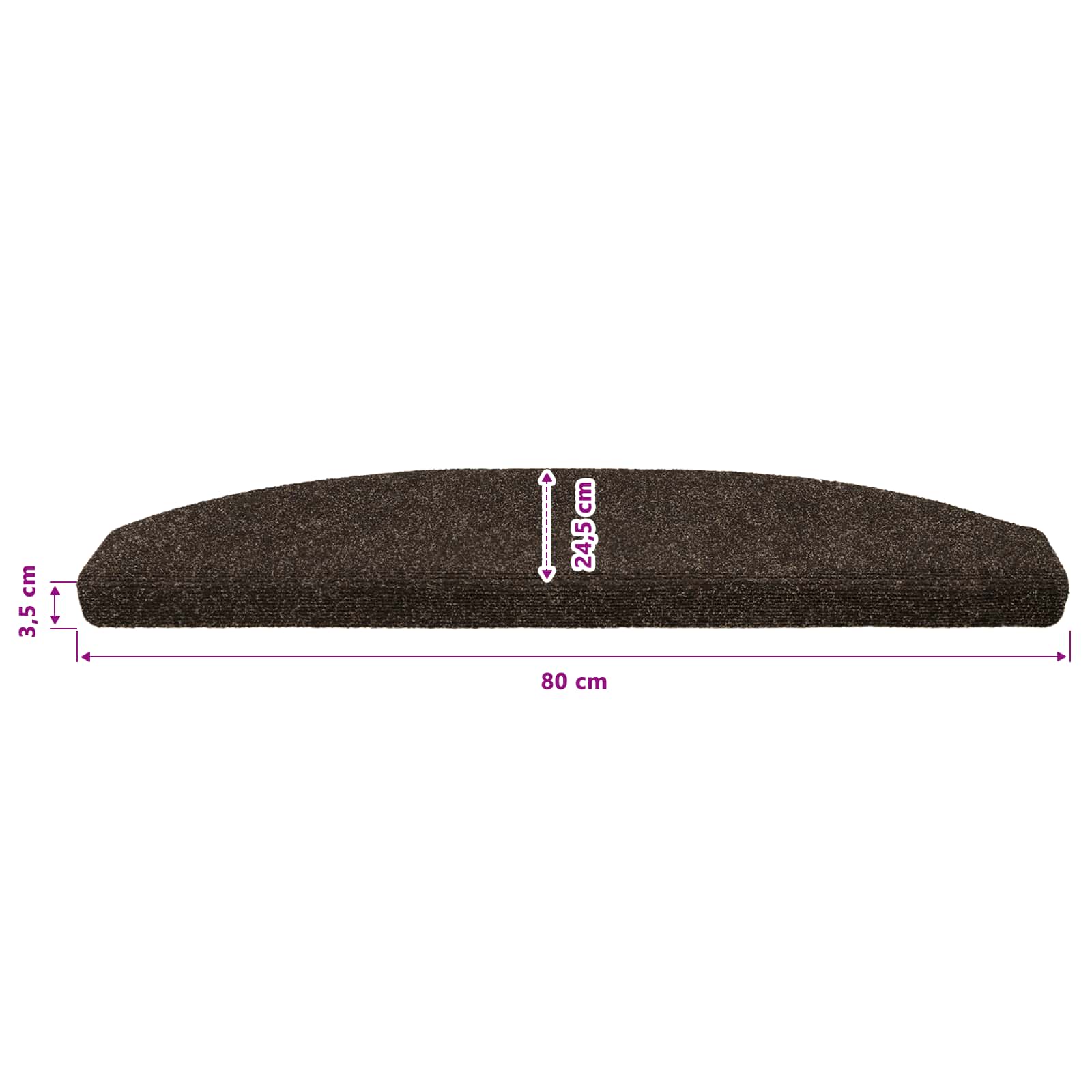 Selvklæbende Trappemåtter 15 pcs Mørk Brun 80 x 24,5 x 3,5 cm