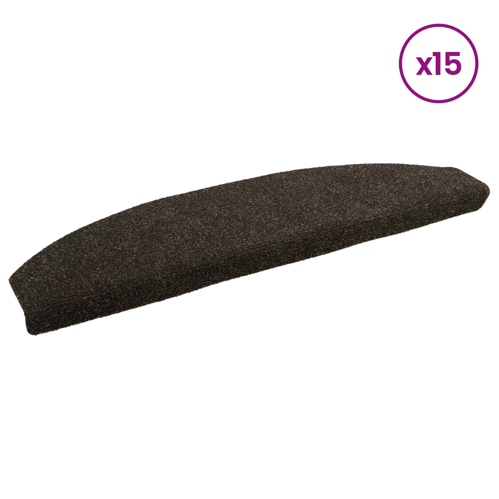 Selvklæbende Trappemåtter 15 pcs Mørk Brun 80 x 24,5 x 3,5 cm