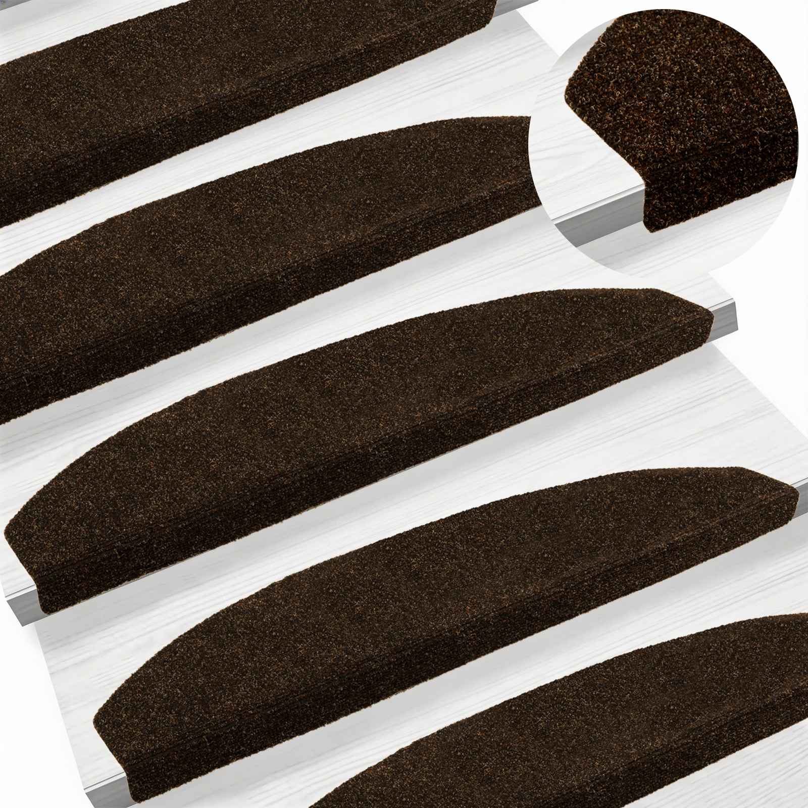 Selvklæbende Trappemåtter 15 pcs Brun 80 x 24,5 x 3,5 cm