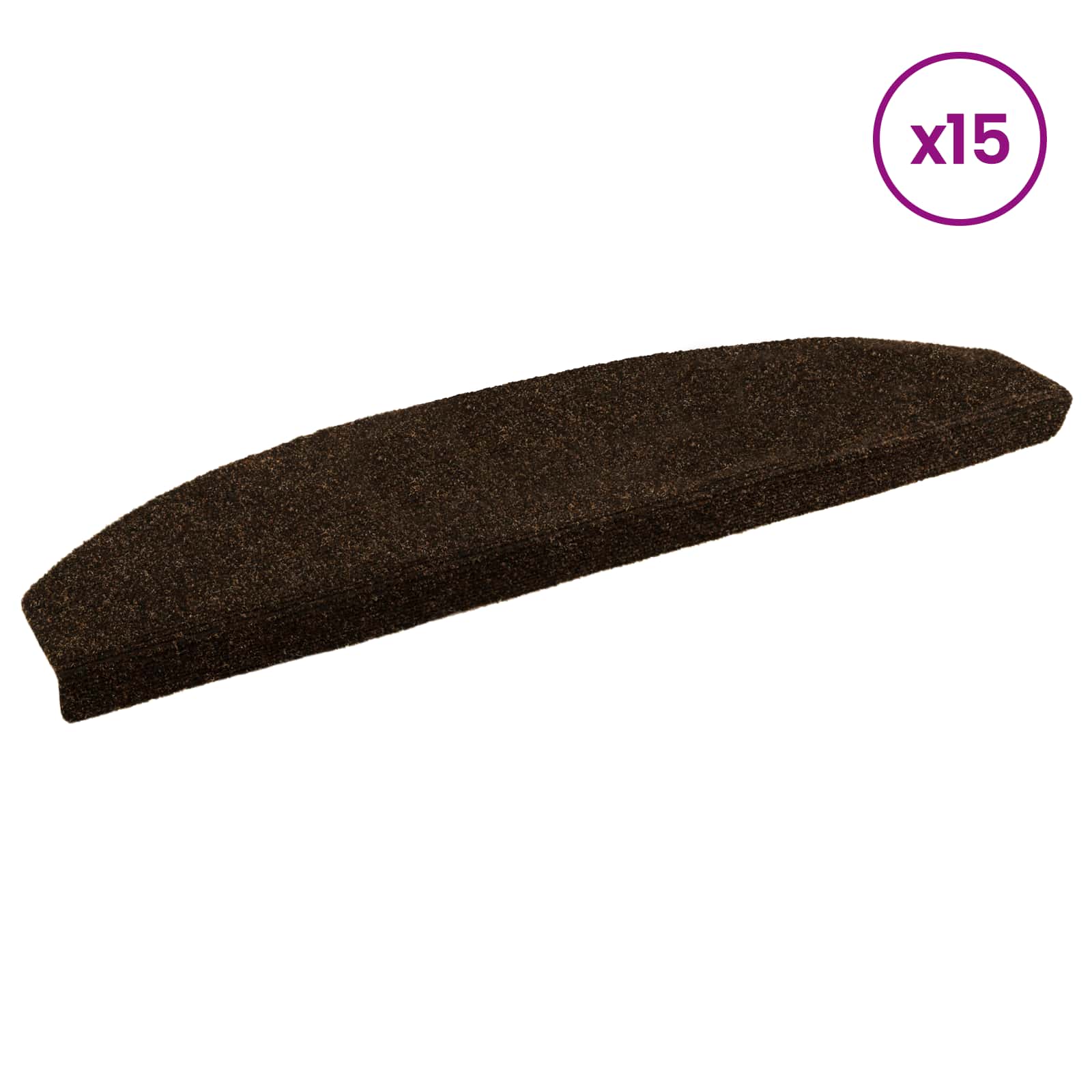 Selvklæbende Trappemåtter 15 pcs Brun 80 x 24,5 x 3,5 cm