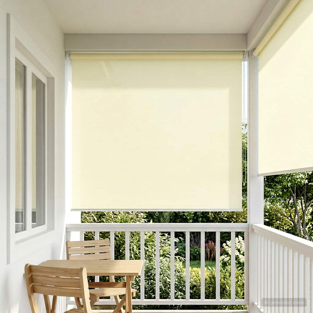 Udeterrasse Rullegardin UV Beskyttelse Cremefarvet Polyester