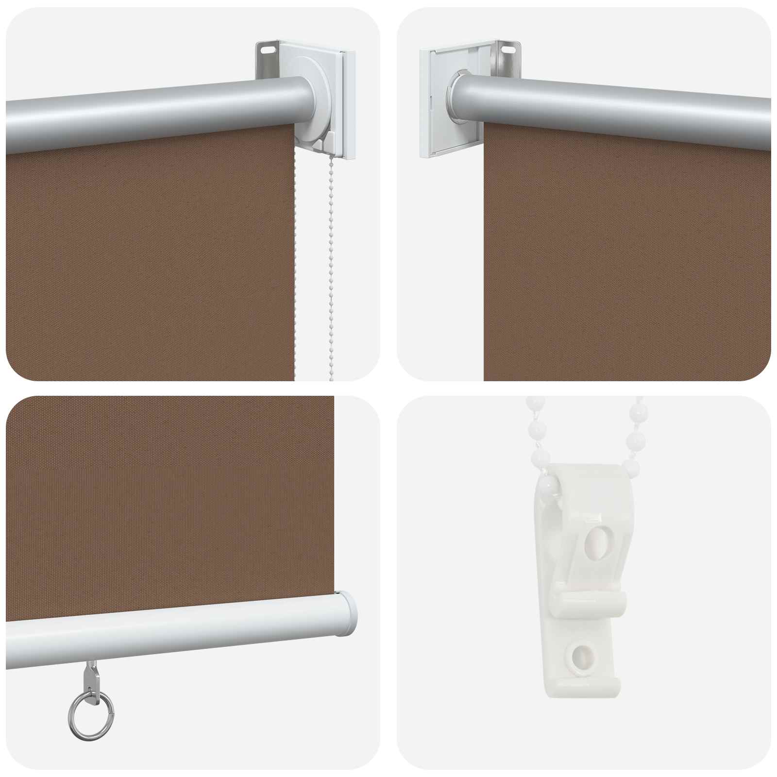 Rullegardin UV-beskyttelse Gråbrun 80 x 230 cm Polyester